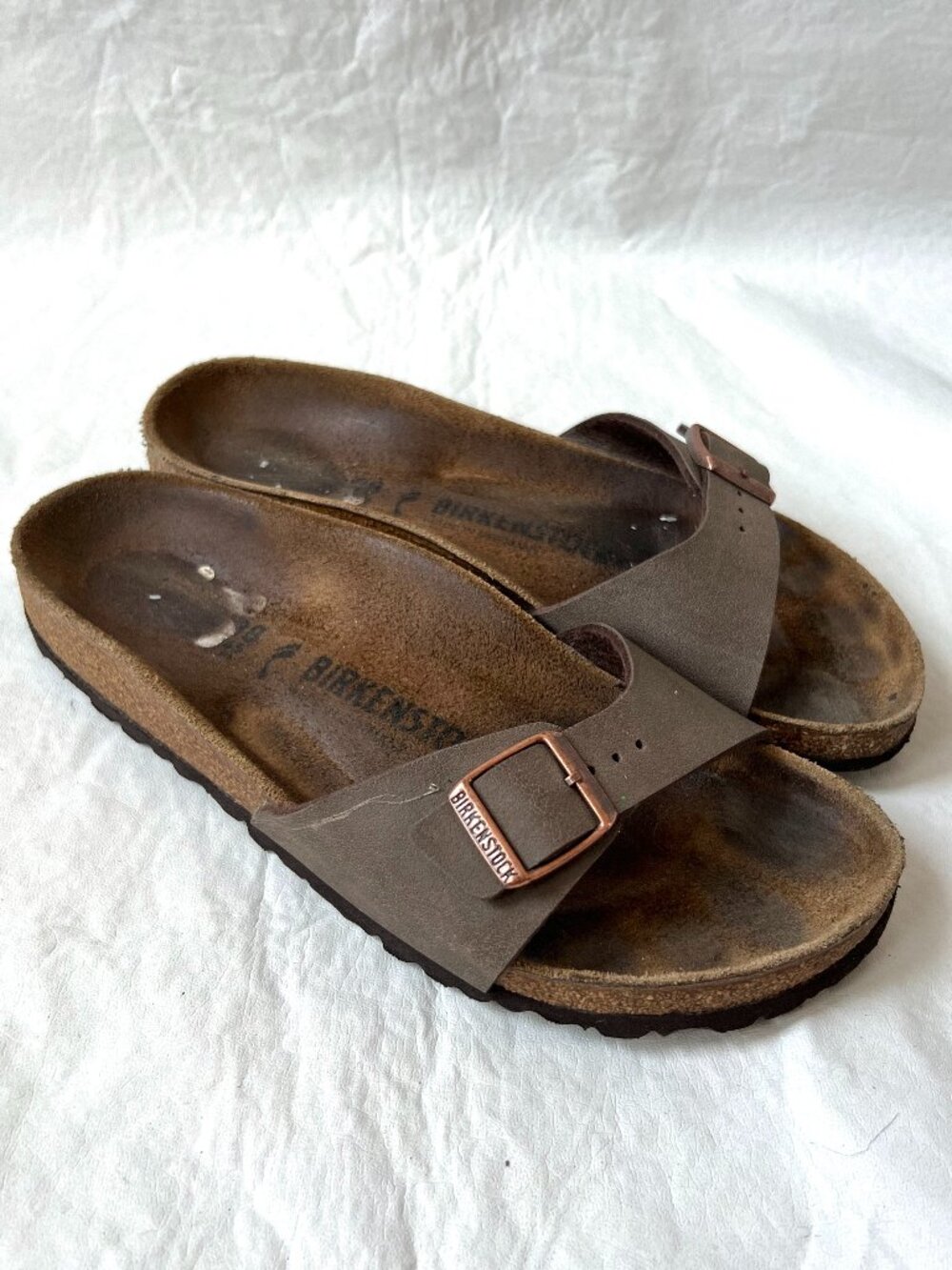 Birkenstock sandals Madrid brown birko flor one strap EU 38 7 7.5 narrow slides